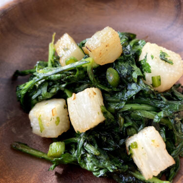 【健康レシピ】菊菜と長芋のソテー